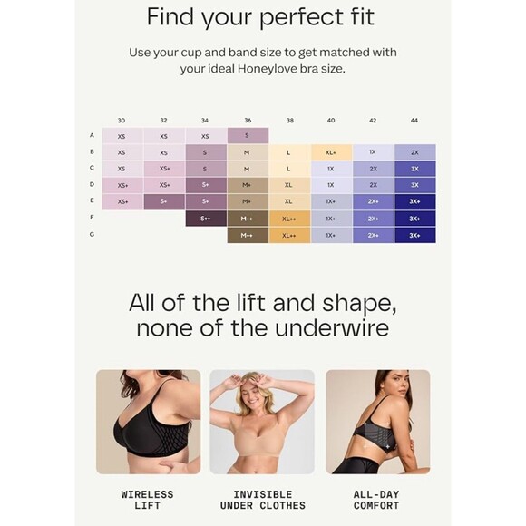 Honeylove Blush Crossover Wireless Bra Sz 2X+ Removable Cup 42 E/F/G - Picture 8 of 8